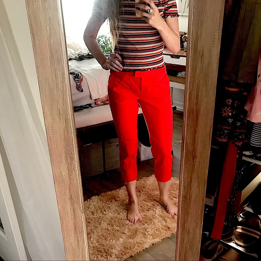 Cherry Red Cropped Skinny Pants